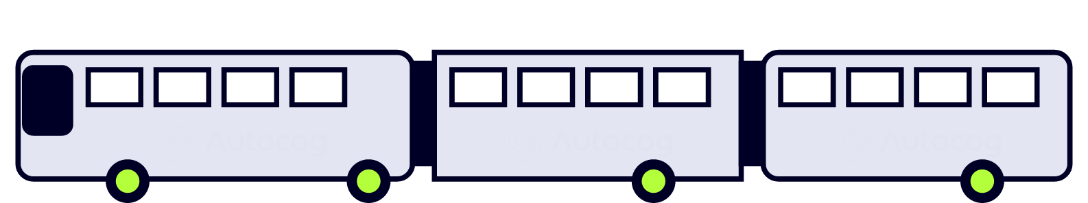 Silhueta da classe DNIT 2IB2, ônibus urbano biarticulado, 4 eixos, vista lateral